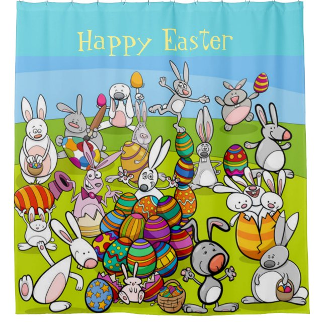 Happy Easter Big Egg Hunt Shower Curtain (Front)