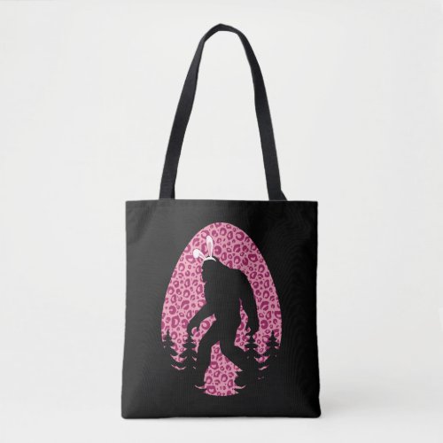 Happy Easter Bigfoot Bunny Hunts Leopard Print Tote Bag