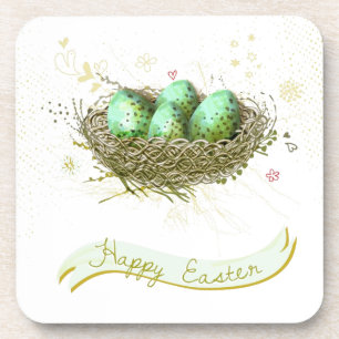Happy Easter! - Birds nest with colorful eggs Coaster