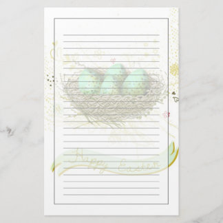 Happy Easter! - Birds nest with colorful eggs Stationery