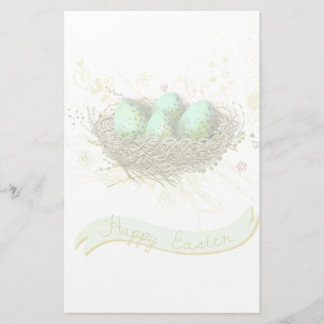 Happy Easter! - Birds nest with colorful eggs Stationery