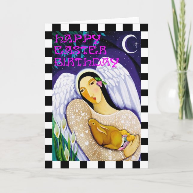 Happy Easter Birthday Angel Holiday Card (Front)