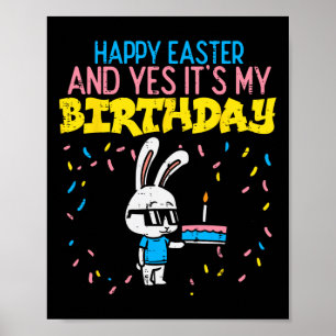 Happy Easter Birthday Bunny Cake Bday Party Boys G Poster