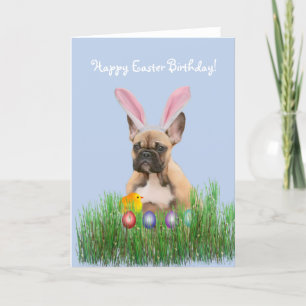 Happy Easter Birthday French Bulldog card