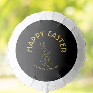 Happy Easter Black and Gold Balloon