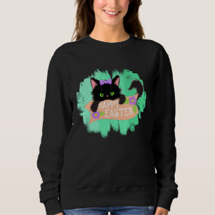 Happy Easter Black Kitty Sweatshirt