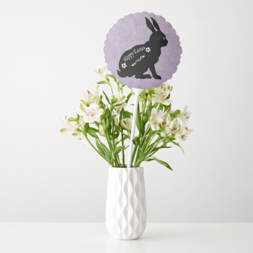 Happy Easter Black Silhouette Rabbit Pretty Purple Balloon