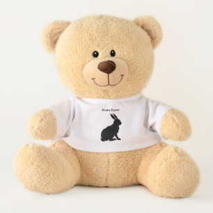 Happy Easter Black Silhouette Sitting Rabbit Teddy Bear