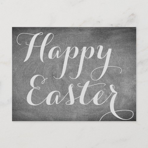 Happy Easter Black White Chalkboard Typography Holiday Postcard