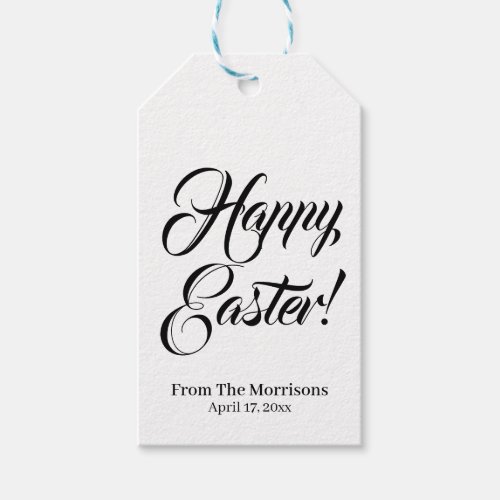 Happy Easter black white custom script elegant  Gift Tags