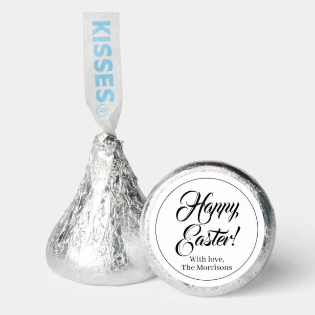 Happy Easter black white custom script elegant Hershey®'s Kisses® (Front)