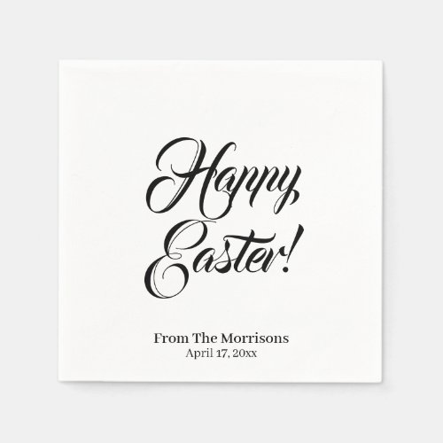 Happy Easter black white custom script elegant Napkins