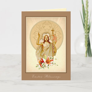 Happy Easter Blessings Prayer Resurrection Vintage Holiday Card