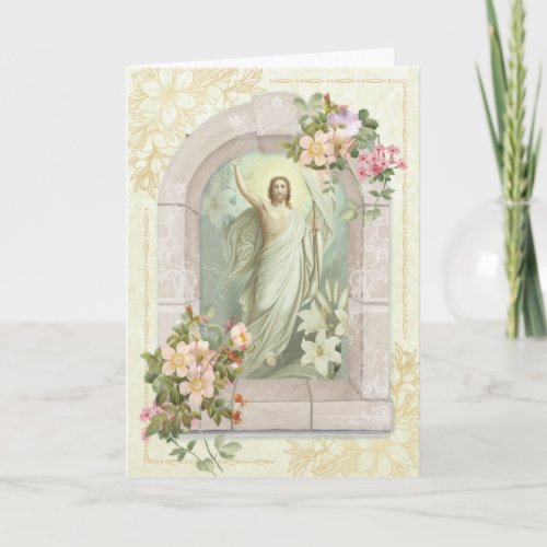Happy Easter Blessings Prayer Resurrection Vintage Holiday Card