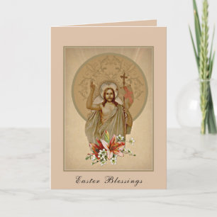 Happy Easter Blessings Prayer Resurrection Vintage Holiday Card