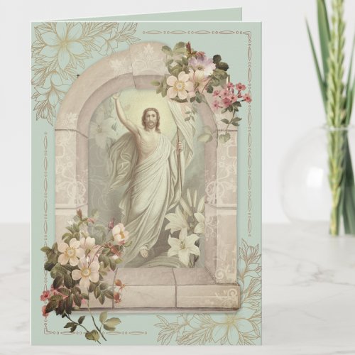 Happy Easter Blessings Prayer Resurrection Vintage Holiday Card