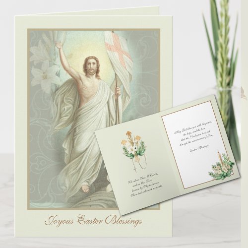 Happy Easter Blessings Prayer Resurrection Vintage Holiday Card