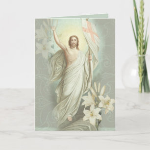 Happy Easter Blessings Prayer Resurrection Vintage Holiday Card