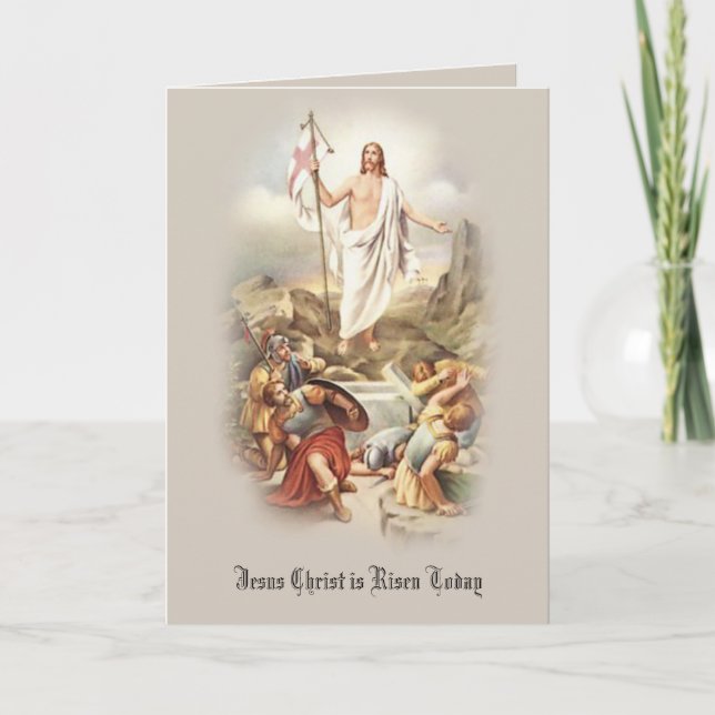 Happy Easter Blessings Prayer Resurrection Vintage Holiday Card (Front)
