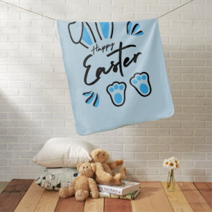 Happy Easter blue Baby Blanket