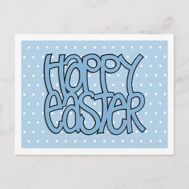 Happy Easter blue dot Postcard (Front)