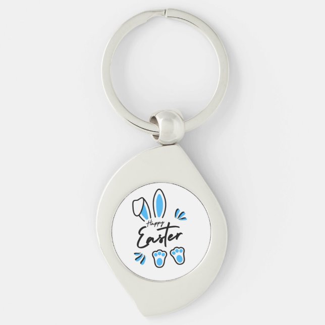 Happy Easter blue Keychain (Front)
