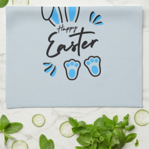 Happy Easter blue Kitchen Towel