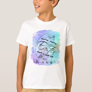 Happy Easter Blue Purple Calligraphy Illustration T-Shirt