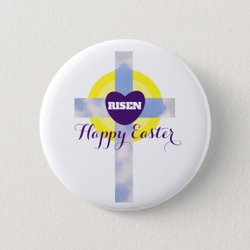 Happy Easter Blue Sky Cross Resurrection Day Butto Button