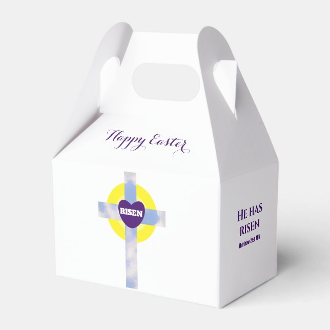 Happy Easter Blue Sky Cross Resurrection Day Favor Boxes (Front Side)