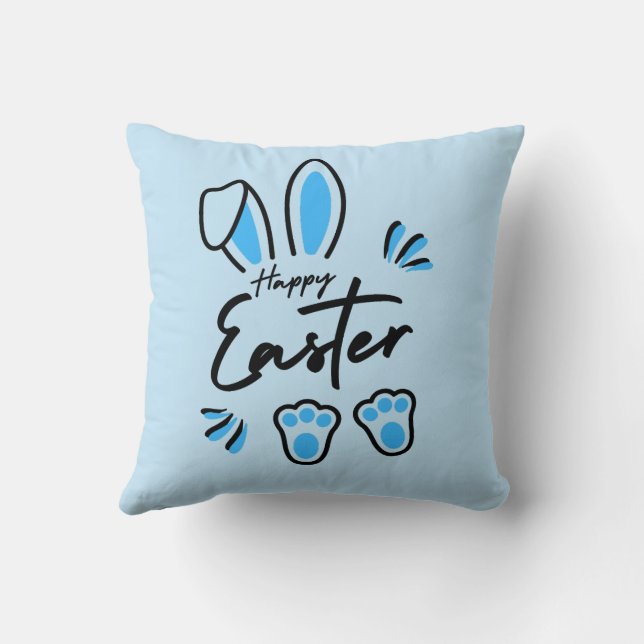 Happy Easter blue Throw Pillow (Back)