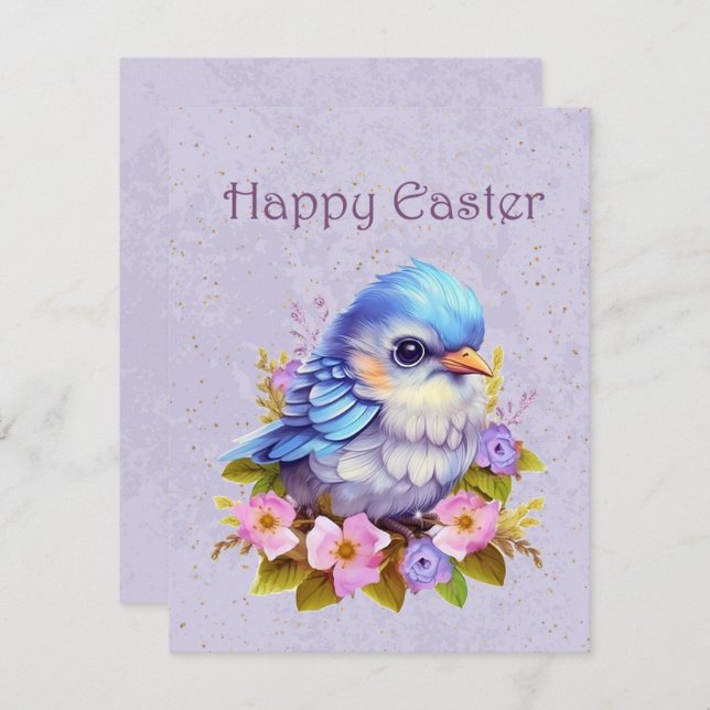 Happy Easter Bluebird Holiday Card (Front/Back)