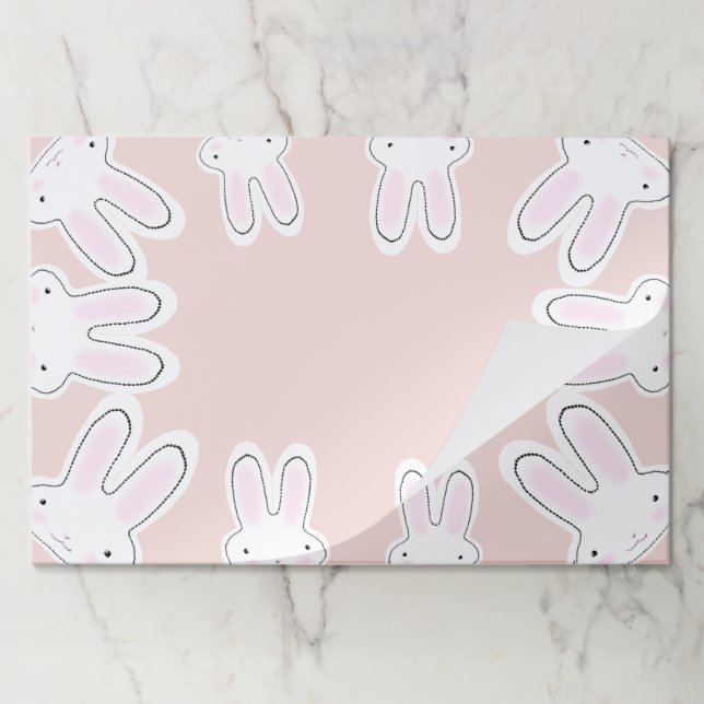 Happy Easter blush pink cute bunnies fun placemats (Folded)