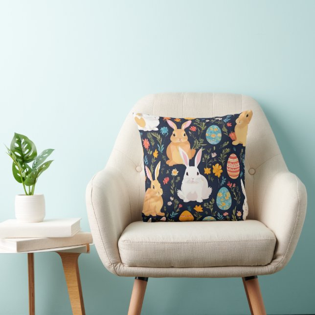Happy Easter Boho Bunny Collection Throw Pillow (Chair)
