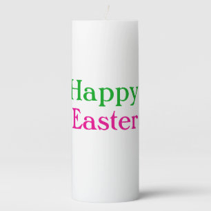 Happy easter boho green pink kids add name title pillar candle