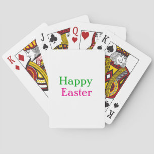 Happy easter boho green pink kids add name title poker cards