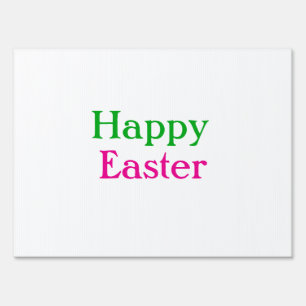 Happy easter boho green pink kids add name title sign