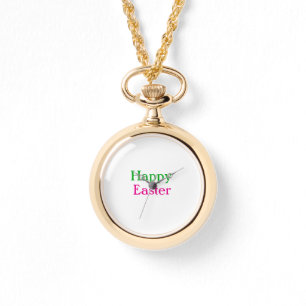 Happy easter boho green pink kids add name title watch