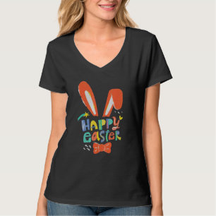 Happy Easter Bow Ladies Missy Bunny Rabbit Ear Kid T-Shirt