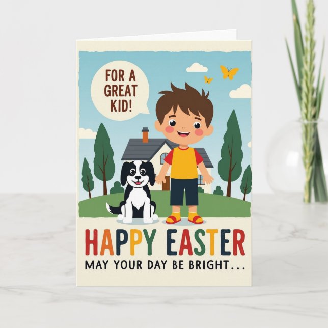 Happy Easter Boy Scene Card (Front)