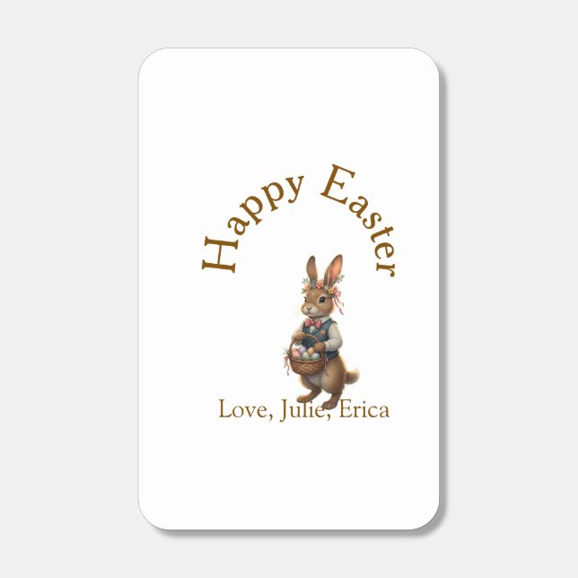 Happy Easter brown bunny with eggs love add name  Matchboxes (Front)
