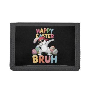 Happy Easter Bruh Bro Funny Dabbing Bunny Rabbit Trifold Wallet