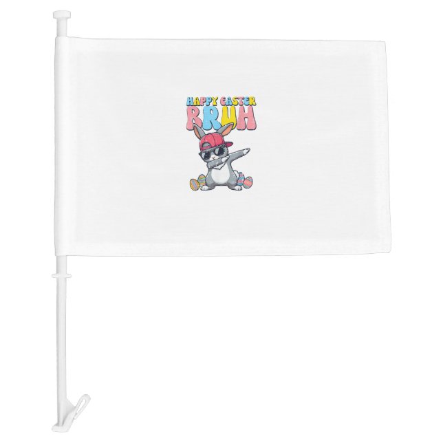 Happy Easter Bruh Bunny Dab Rabbit Dance Boys Kids Car Flag (Front)