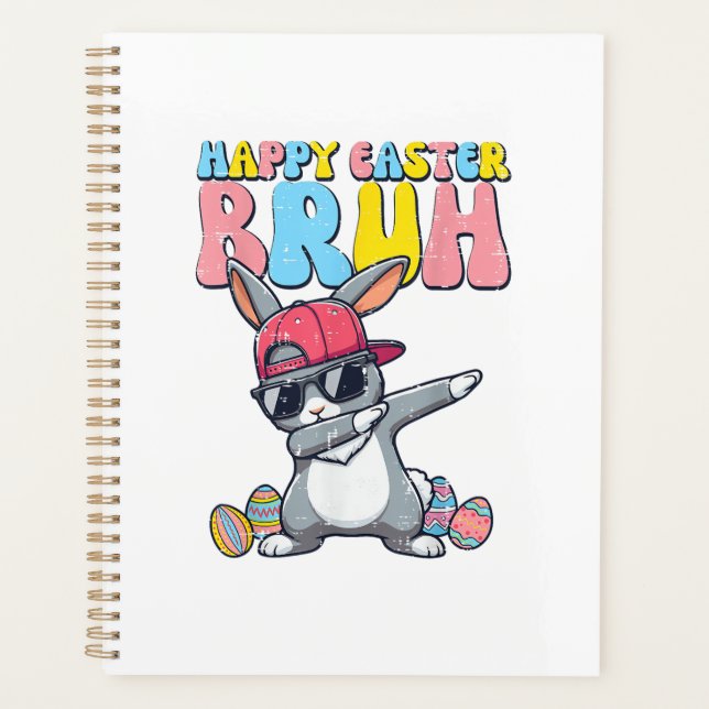 Happy Easter Bruh Bunny Dab Rabbit Dance Boys Kids Planner (Front)