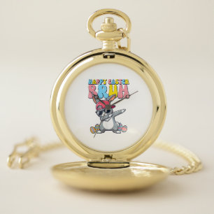 Happy Easter Bruh Bunny Dab Rabbit Dance Boys Kids Pocket Watch