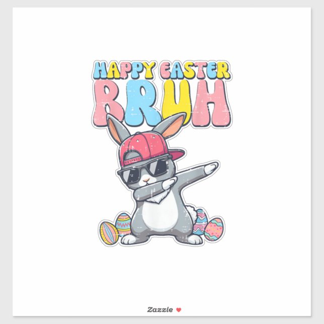 Happy Easter Bruh Bunny Dab Rabbit Dance Boys Kids Sticker (Sheet)
