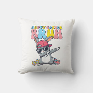 Happy Easter Bruh Bunny Dab Rabbit Dance Boys Kids Throw Pillow