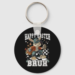 Happy Easter Bruh Bunny Skateboarding Toddler Kids Keychain