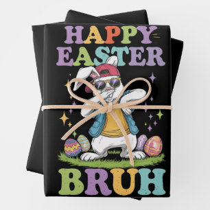 Happy Easter Bruh Funny Dabbing Bunny Rabbit Bro Wrapping Paper Sheets