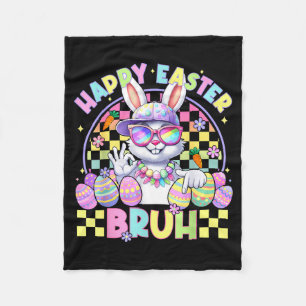 Happy Easter Bruh Funny Six Seven Meme Bunny Boy G Fleece Blanket